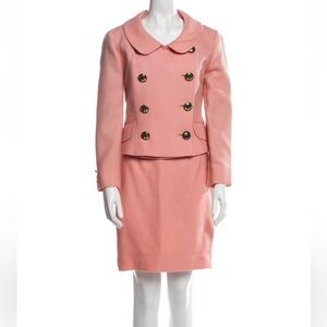 Moschino Cheap and Chic Peachy Pink Wool Skirt Suit